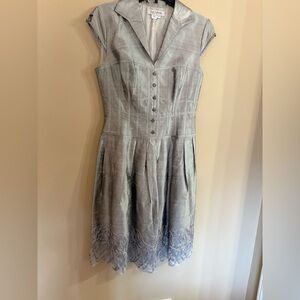 KAY UNGER NY Silk Dress  Fit Flare 50
Classic Silver Gray Size 4